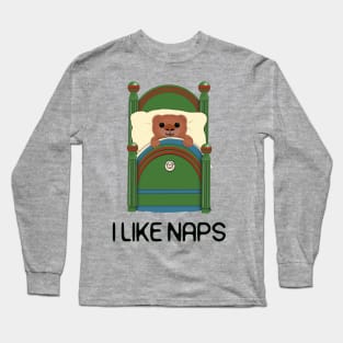 I'd rather be napping.  A cute Teddy Bear in Bed Long Sleeve T-Shirt